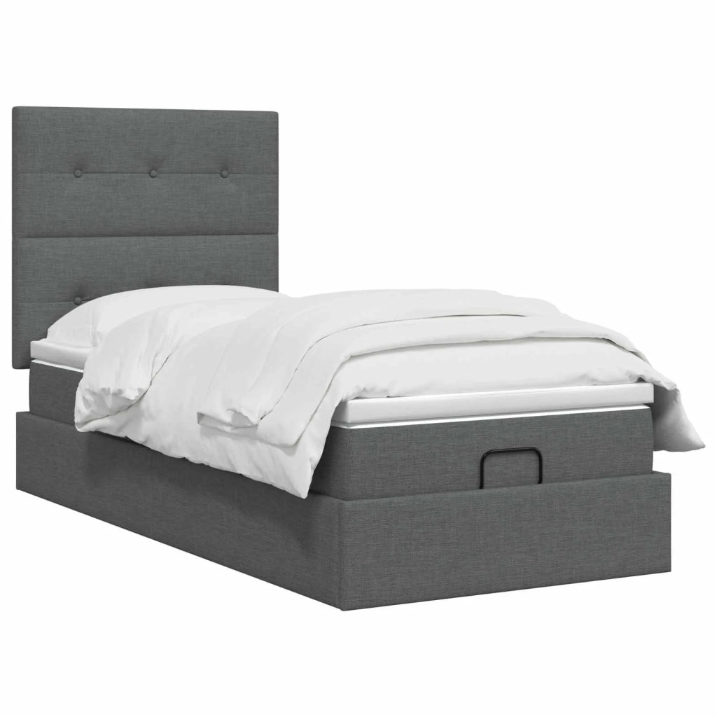 Letto Ottomano con Materasso e LED Grigio Scuro 100 x 200 cm 3458049