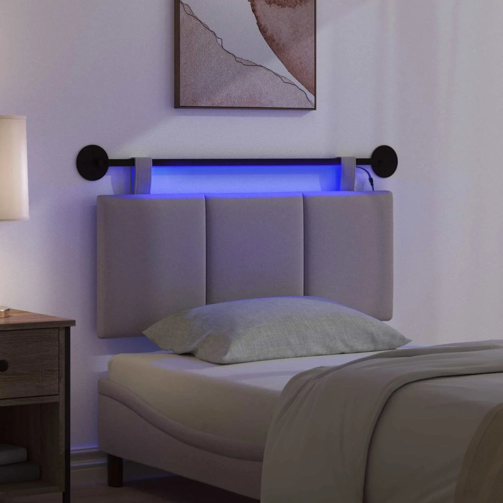 Testiera | Testata sospesa Con luce LED Tortora Tessuto