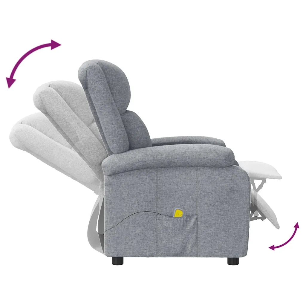 Poltrona Massaggiante | Sedia Relax in Tessuto Grigio Chiaro