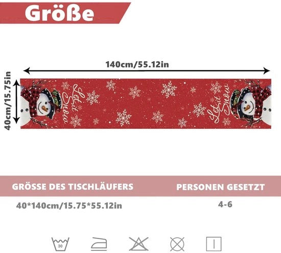 Tavola decorativa per Natale - Fiocco di neve - Tovaglia per tavola - Decorazione per tavola - 40 x 140 cm - Tovaglia di alta qualità - Sostenibile e riutilizzabile