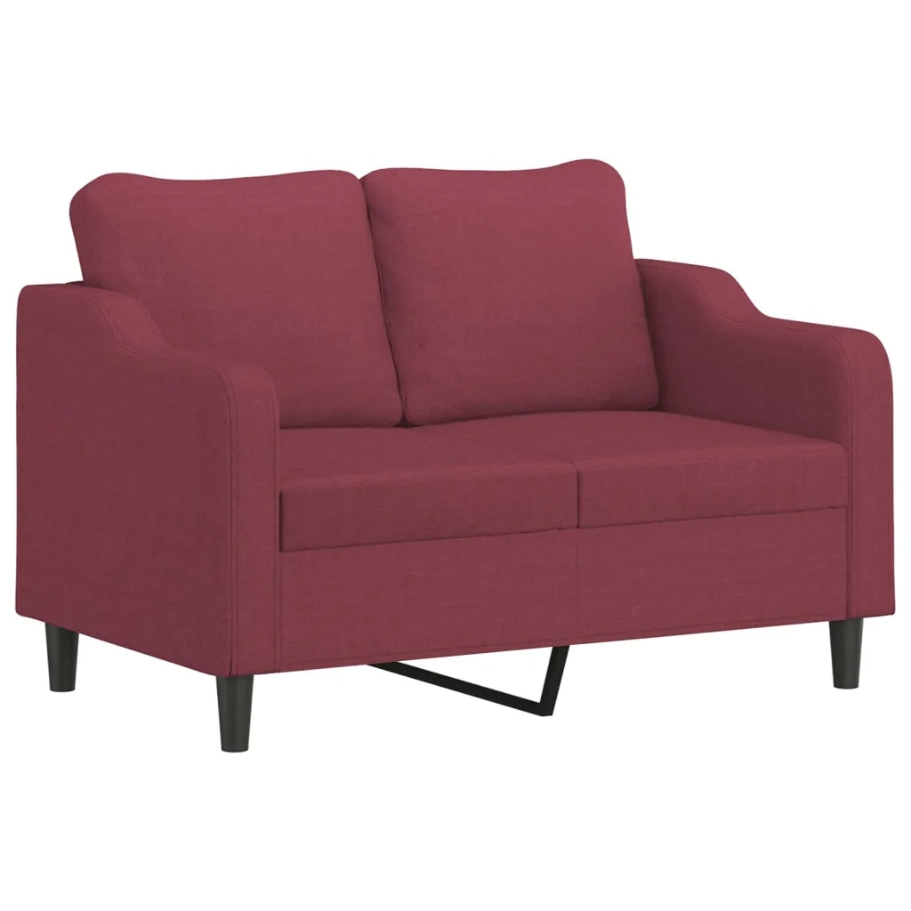 Set di Divani 3 pz con Cuscini Rosso Vino in Tessuto 3201848