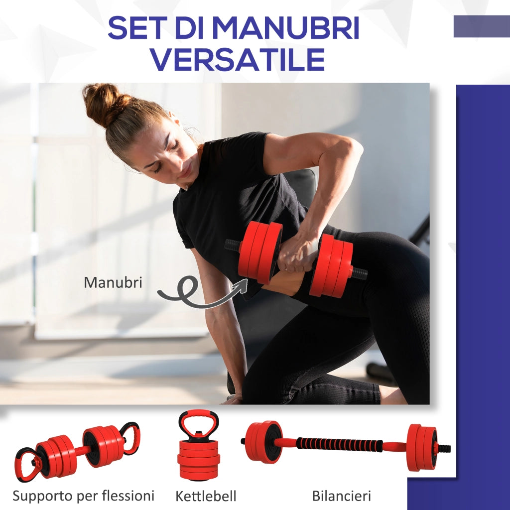 Set Pesi da Palestra 4 in 1 ¨C Minimal ¨C 20 kg, Rosso