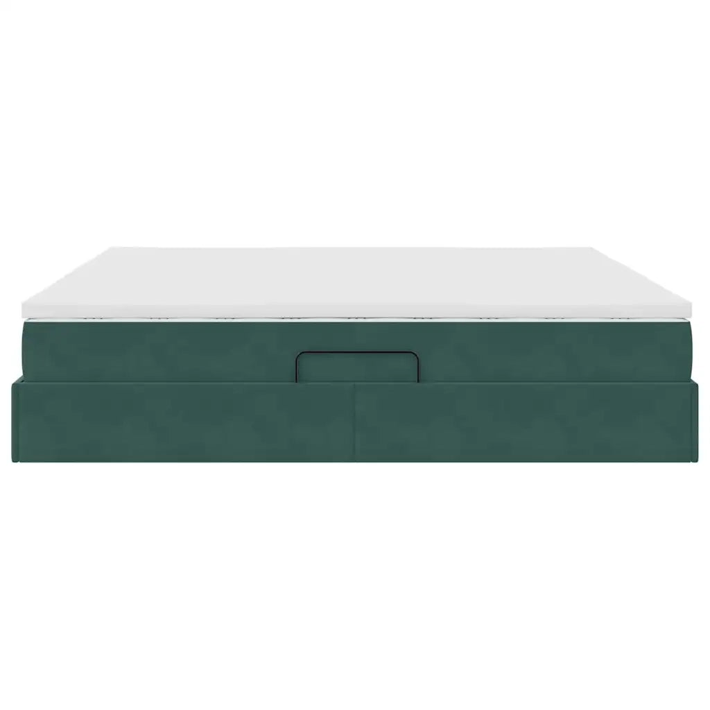 Letto con contenitore e materasso Verde Scuro 200 x 200 cm 3370326