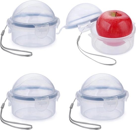 4 pezzi - Contenitori per frutta e verdura con coperchio - Per uva, pomodori, limoni, mele - Piccoli contenitori per congelatore - Chiusura a tappo rotondo - Conservazione idonea - Facile da pulire - Resistenti al microonde
