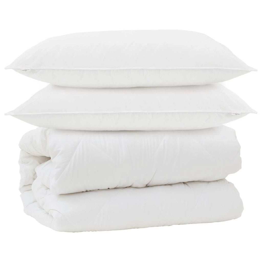 Piumone | Duvet con Cuscini con cuscino 3 pz Bianco Microfibra