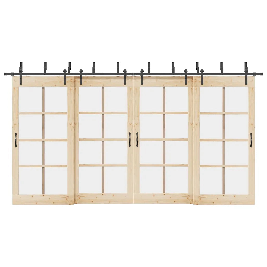 Kit di Binari per Porte Scorrevoli 427 cm Acciaio Nero