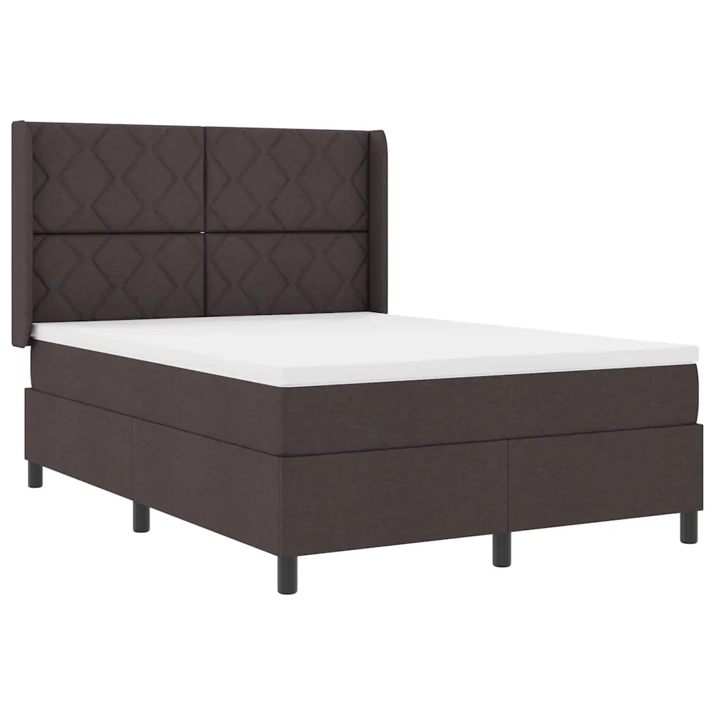 Letto a Sorgente LED Marrone Scuro 160 x 200 cm Tessuto 3343577