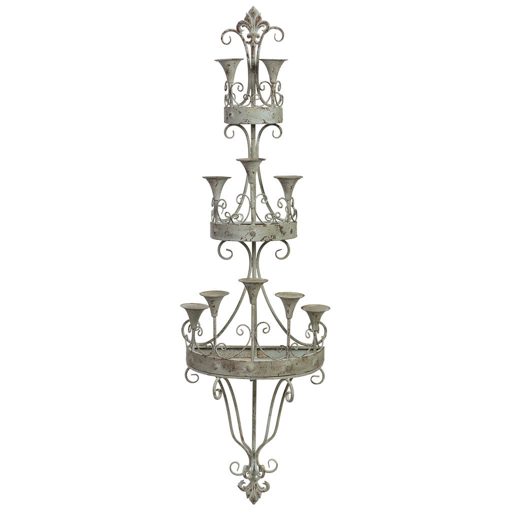 Lampada da parete in legno e metallo grigio invecchiato 43,5x21x142CM