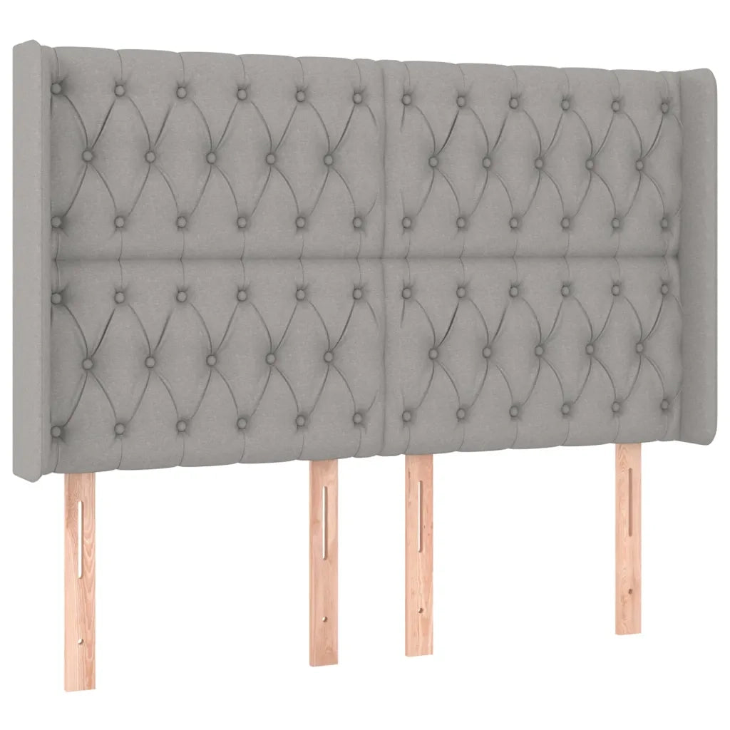 Testiera | Testata ad Orecchio Grigio Chiaro 147x16x118/128 cm in Tessuto