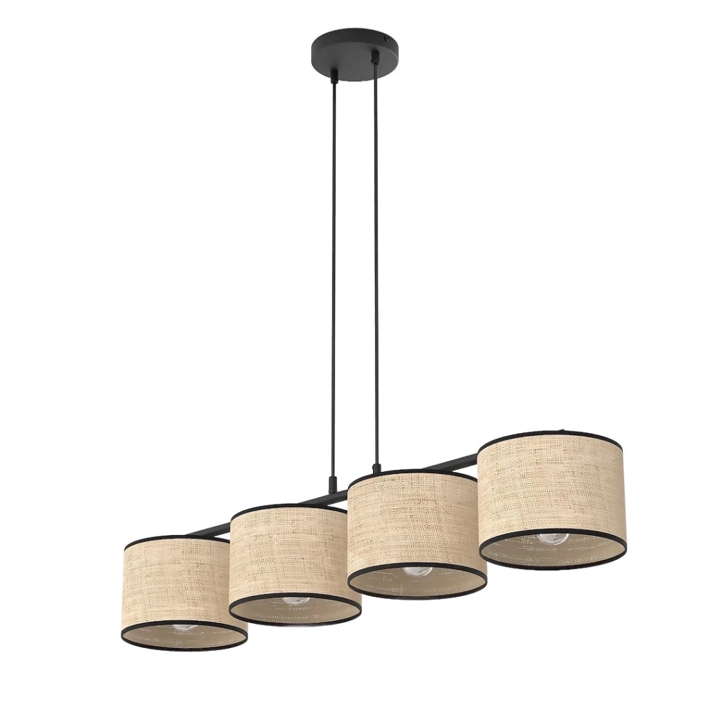 Lampada a sospensione boho 4 luci rattan Emibig