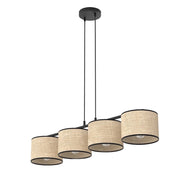 Lampada a sospensione boho 4 luci rattan Emibig