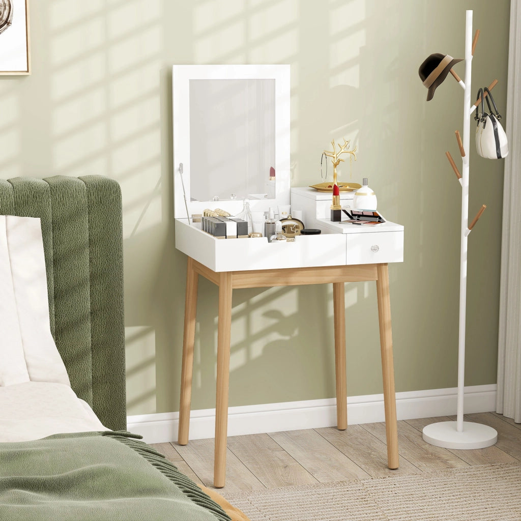 Scrivania da trucco con specchio ¨C Minimal ¨C 60x50x85,5 cm bianco