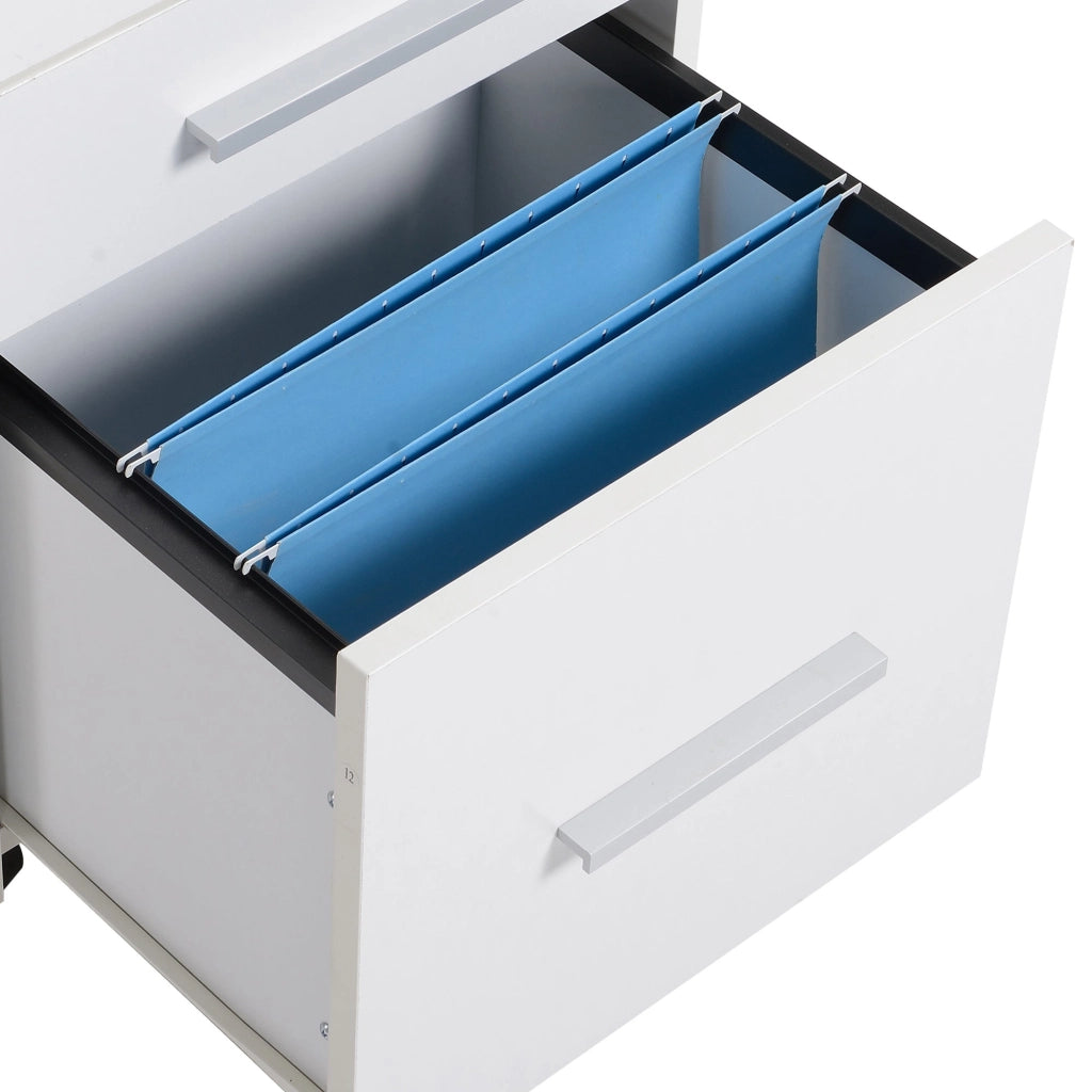 Cassettiera Portadocumenti da Ufficio 39,2x40x65,4 cm 3 Cassetti  Bianca