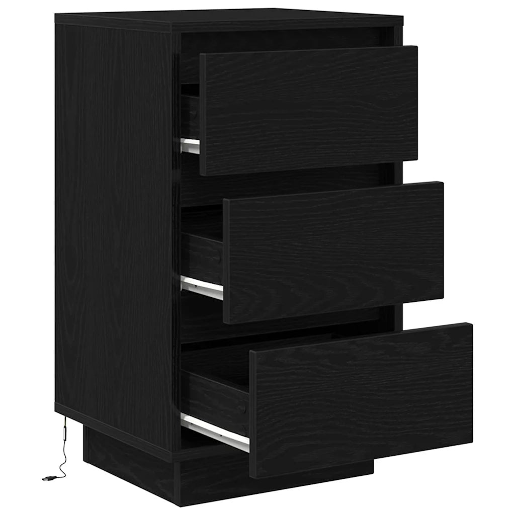 Comodino con Luci LED Nero 38x34x65 cm 861302
