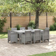 Set da Pranzo per Giardino 9 pcs Grigio Chiaro Polipropilene 3378590