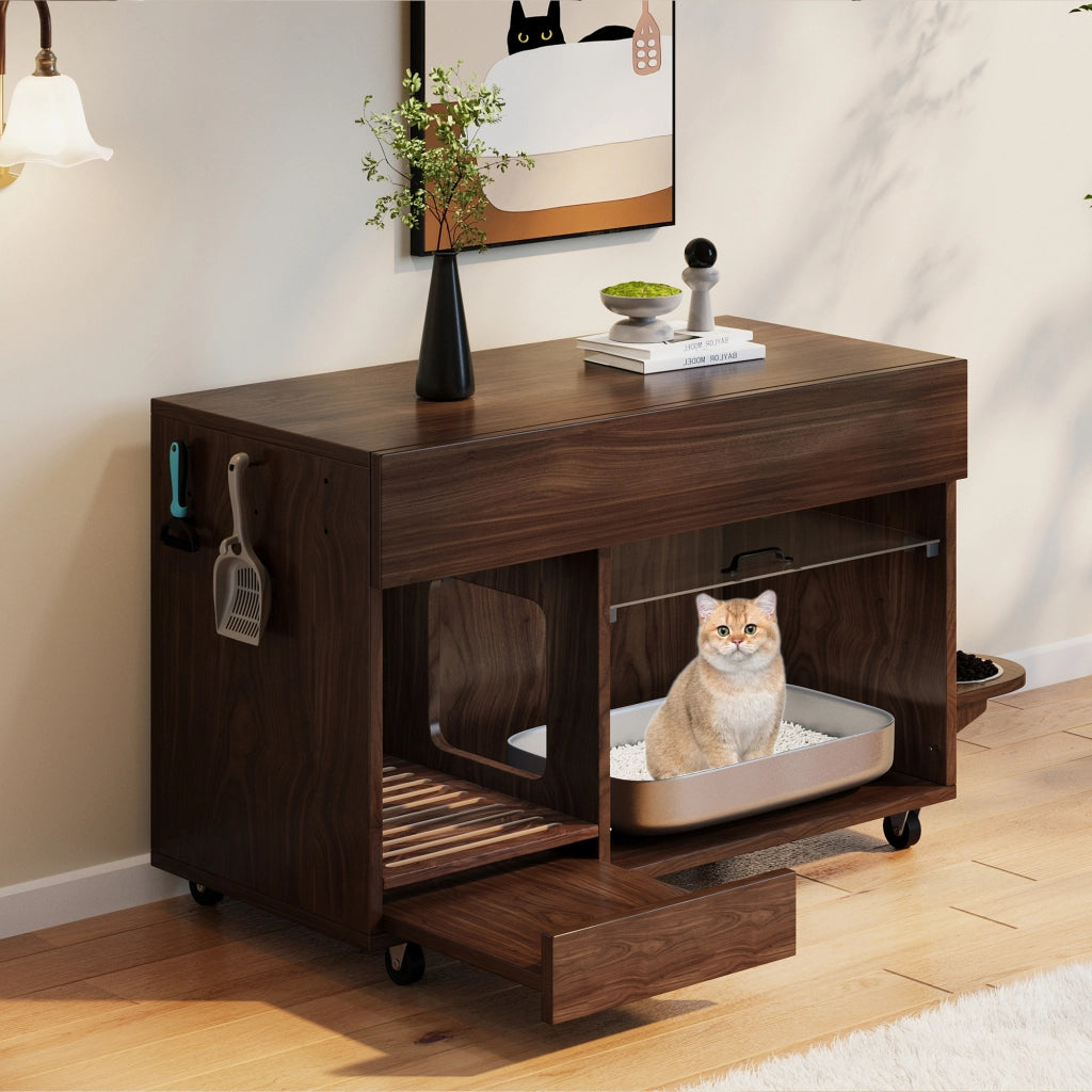 Mobiletto Portaciotola per Gatti ¨C MINIMAL ¨C Noce, 100x45.5x67 cm