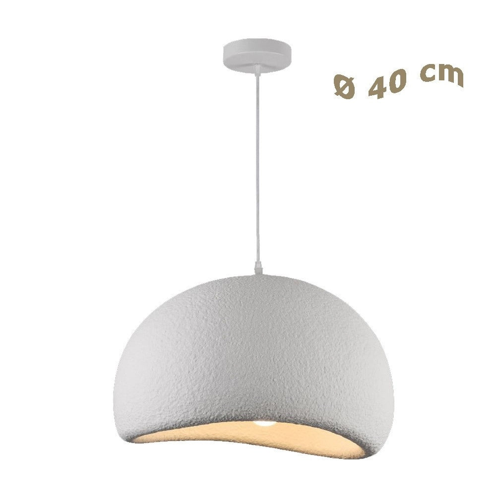 Trade Shop - Lampadario A Sospensione Soffitto Effetto Pietra Bianco ø40/50/60cm Attacco E27 Ip20 B16-b -    -40 Cm   -