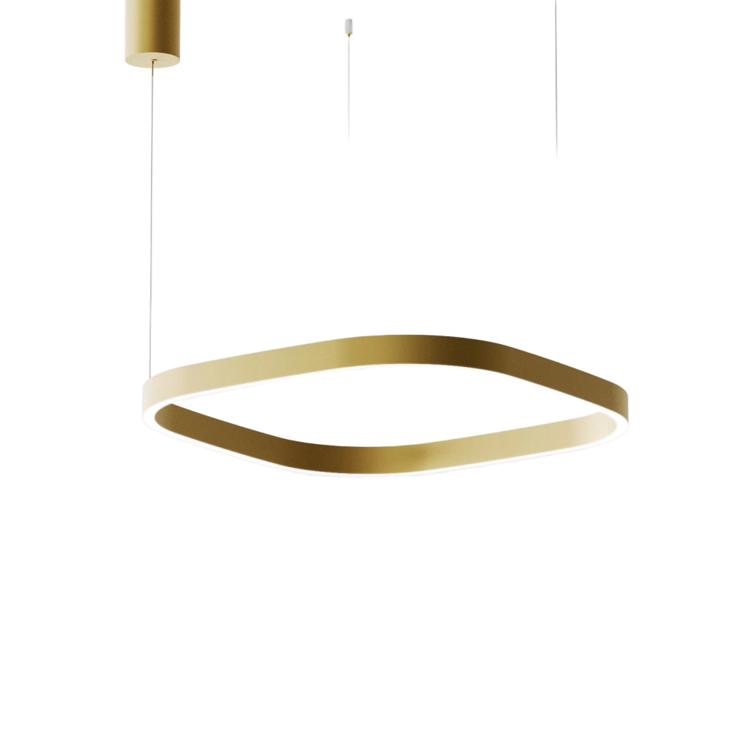 Lampada a Sospensione Criseide S/1P Q - Led 60W 3000K 3100lm in Alluminio Oro - Biemissione Dimmerabile Taglio di Fase - Gealuce