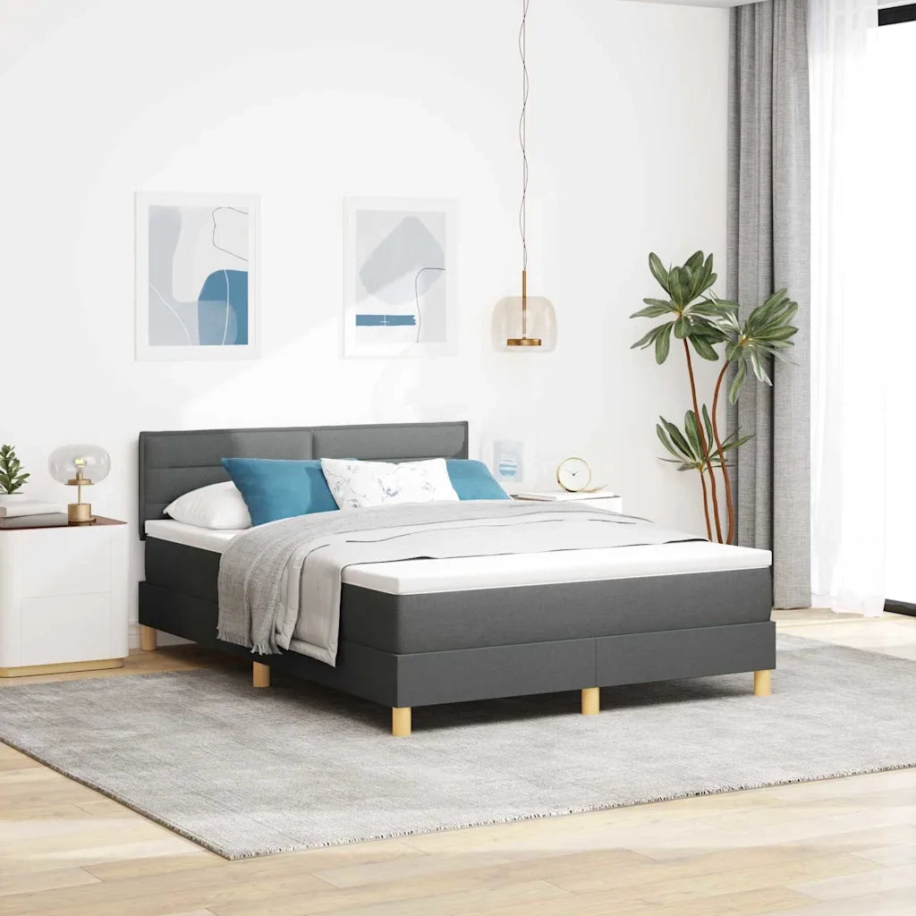 Letto a molle con cuscino Grigio scuro 140 x 200 cm Tessuto 3338847