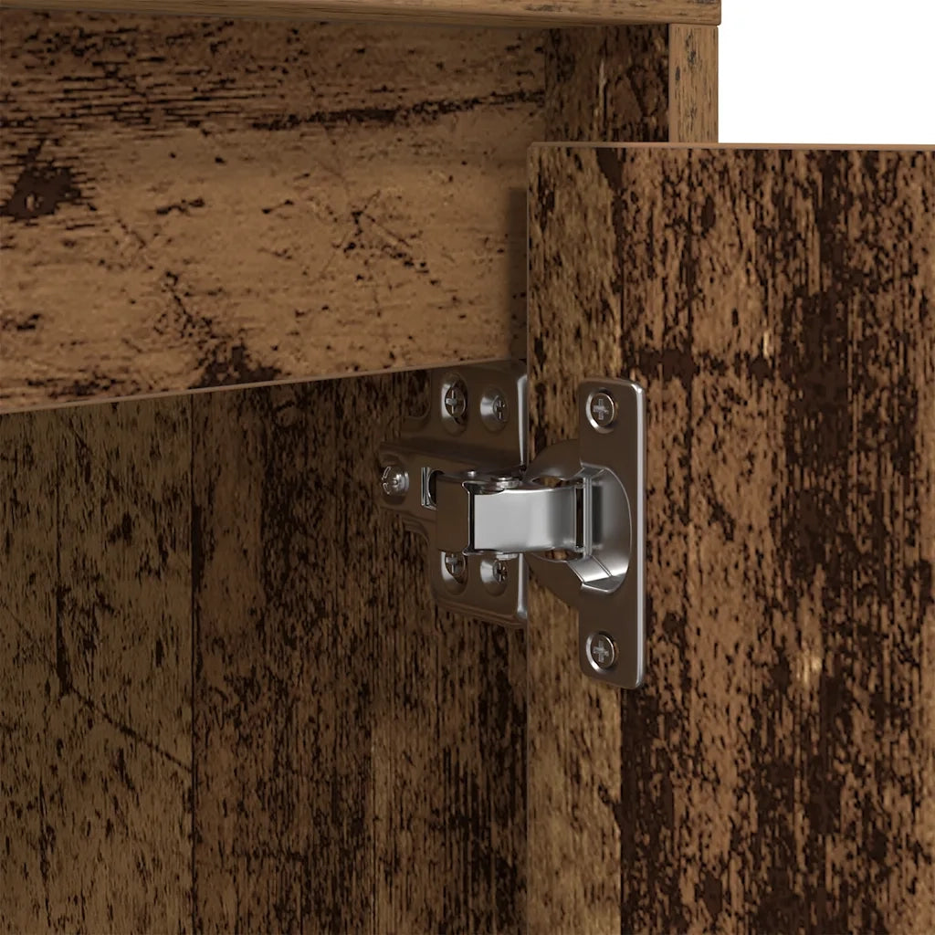 Comodino con Luci LED Legno Antico 38x34x50 cm 861279