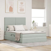 Letto con contenitore e LED Grigio chiaro 140 x 200 cm Velluto