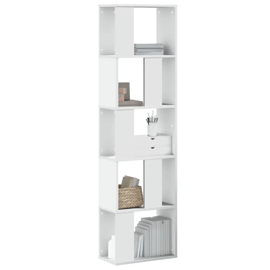 Libreria 5 Ripiani-Scaffale per Libri-Mobile di Stoccaggio Bianca 45x23,5x162,5cm Legno Multistrato