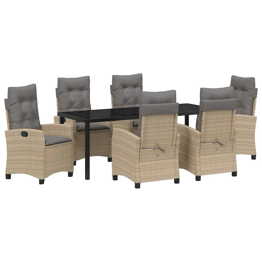 Set da Pranzo per Giardino con cuscino 7 pcs Beige polyrattan 3380405