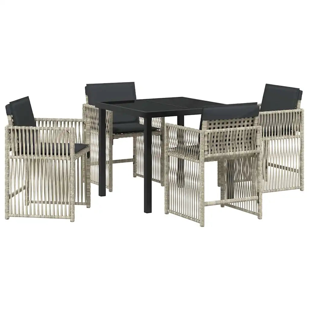 Set da Pranzo per Giardino 5 pcs Grigio chiaro