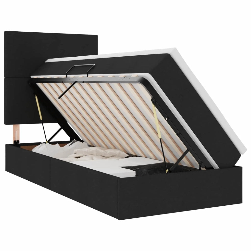 Letto con contenitore e LED con led Nero 90 x 190 cm Poliestere