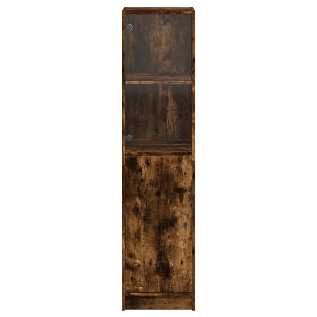 Credenza cassettiera armadio mobile contenitore organizer per cucina soggiorno salotto con anta in vetro 35 x 37 x 142 cm marrone 02_0030097