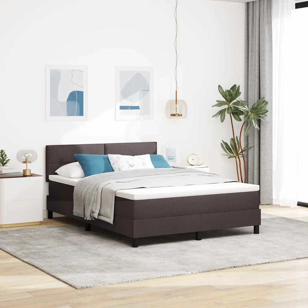 Letto a molle con testiera Marrone Scuro 160 x 200 cm Tessuto 3338702