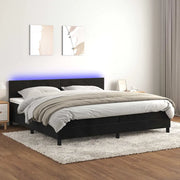 Letto a Molle con Materasso e LED Nero 200x200 cm in Velluto 3134305