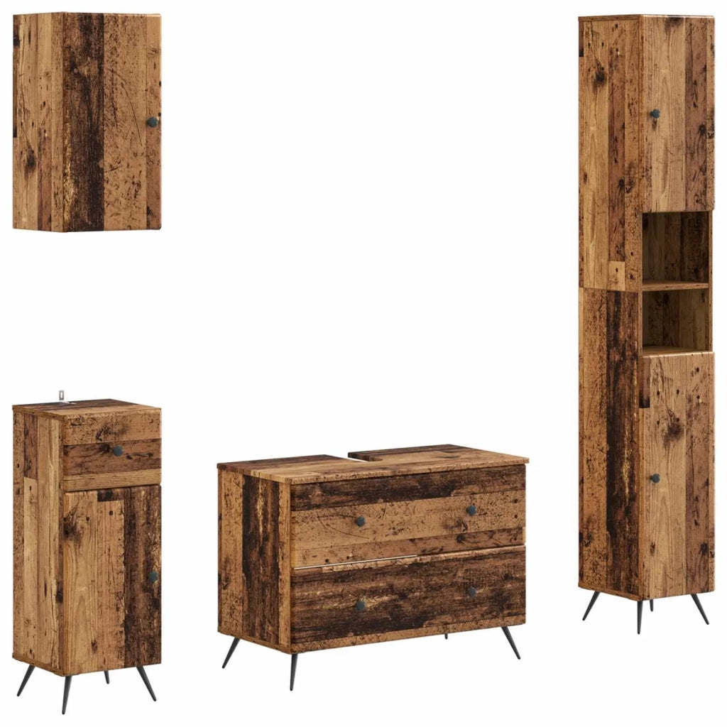 Set di Mobili da Bagno da 4 Pezzi BREDA Legno antico 3417970