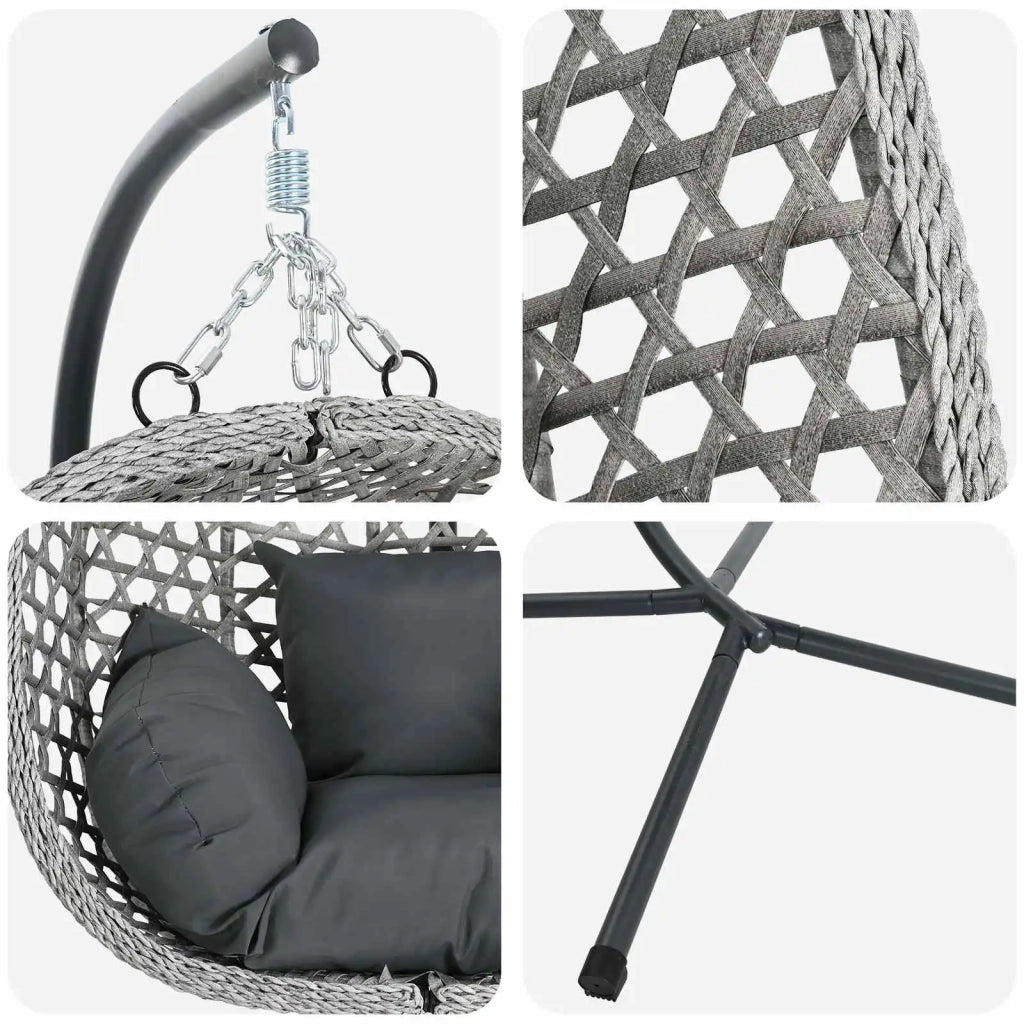 Sedia uovo sospesa antracite e grigio 104 x 100 x 191 cm 42003850