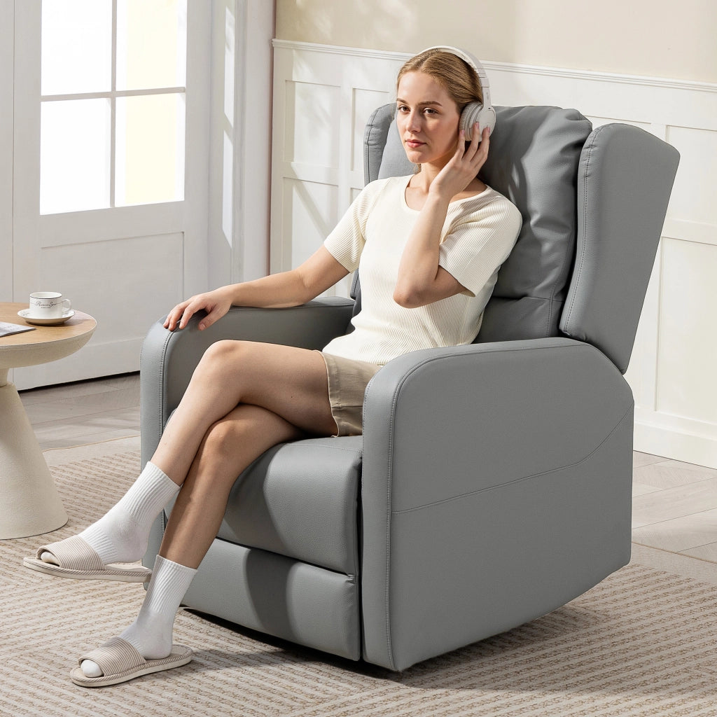 Poltrona Massaggiante Elettrica Reclinabile ¨C Minimal ¨C Grigia Similpelle