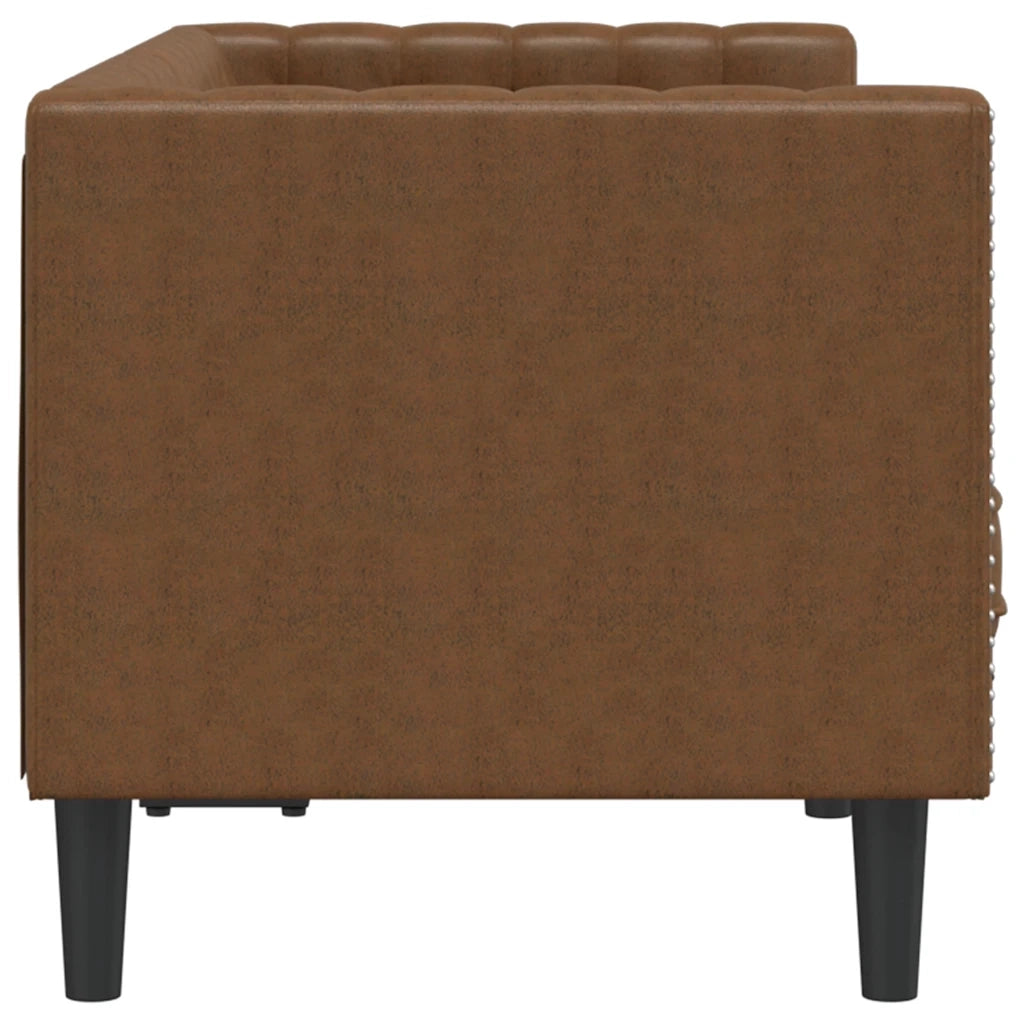 Divano Chesterfield a 2 Posti Marrone in Similpelle Scamosciata 372665