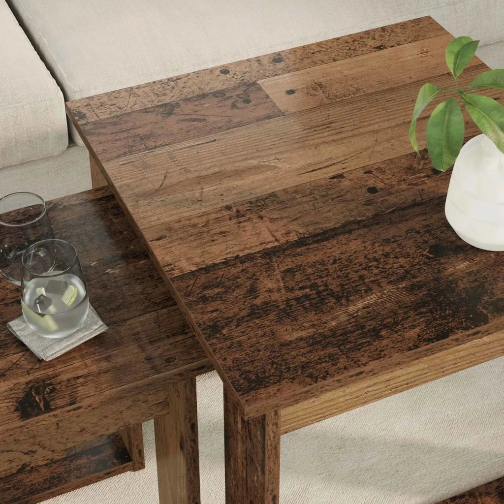 Set di Tavolini da Caffè 2 pcs Legno vecchio Legno multistrato 8000130