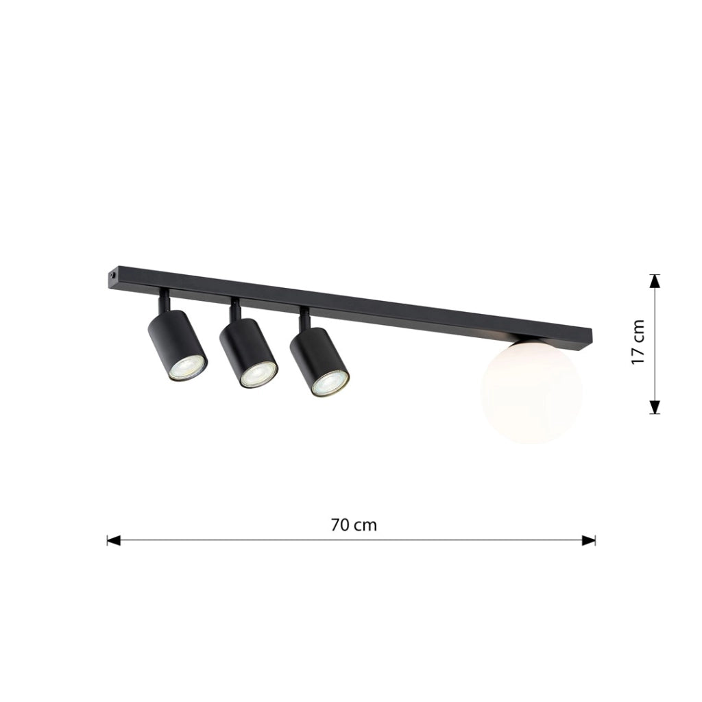 Plafoniera Emibig Baster nera 70 cm 4 luci GU10/E14