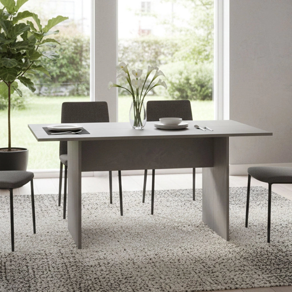 Consolle allungabile Agrippino, Tavolo da pranzo con apertura a libro, Consolle multiuso allungabile, 100% Made in Italy, 120x70h75 cm, Cemento