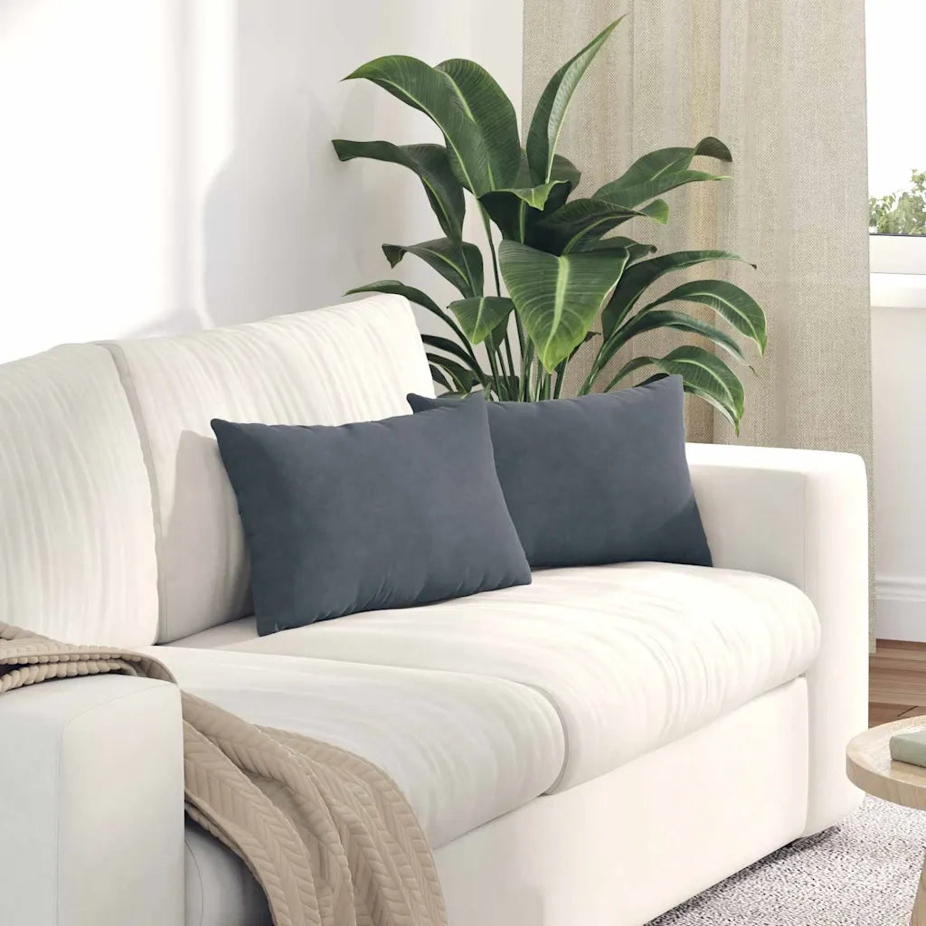 Cuscini da Divano 2 pz-Set di 2 Cuscini per Sofa Grigio scuro 50 x 30 cm 627693