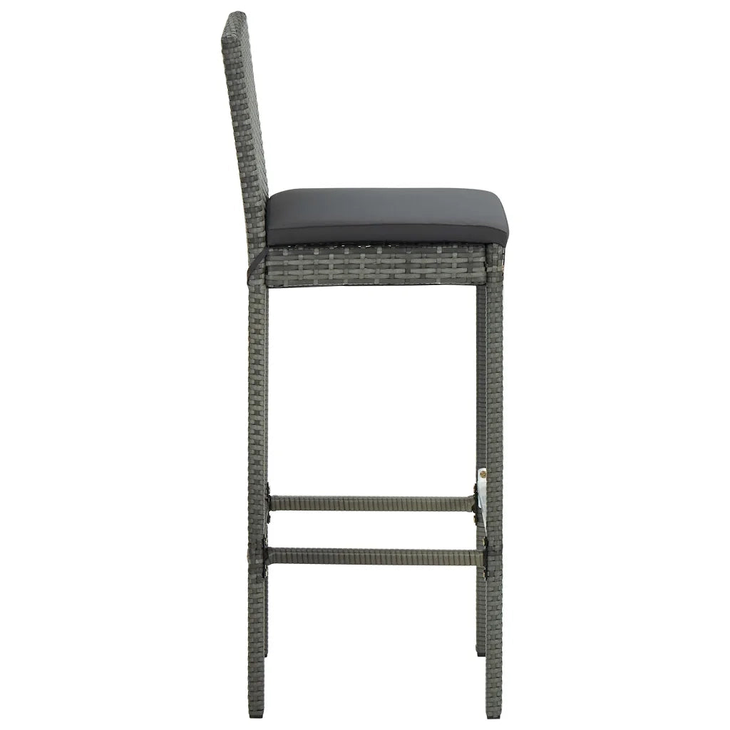 Set da Bar da Giardino 3 pz con Cuscini in Polyrattan Grigio 3064829