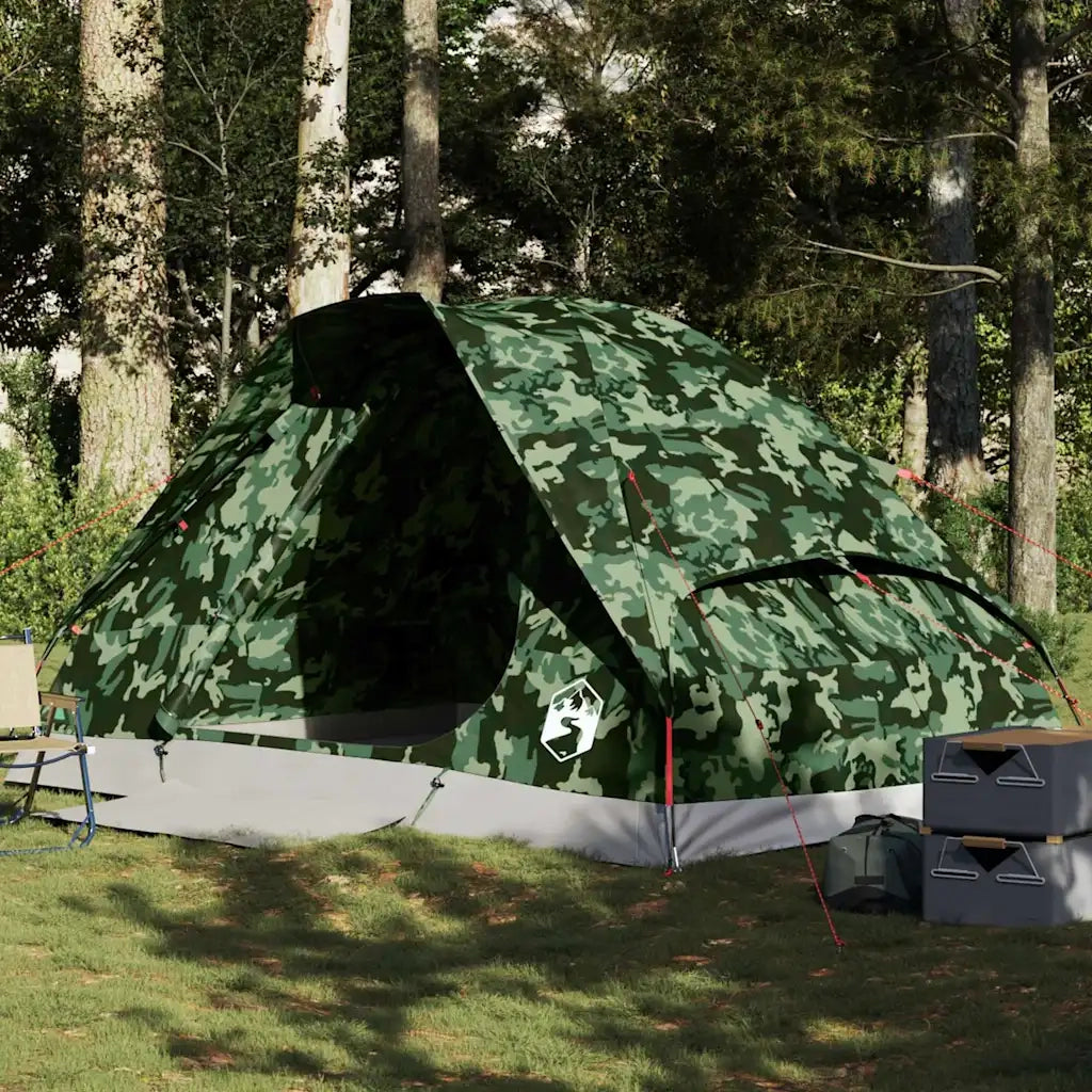 Tenda da Campeggio | Tenda Familiare a Cupola 4 Persone Mimetica Impermeabile