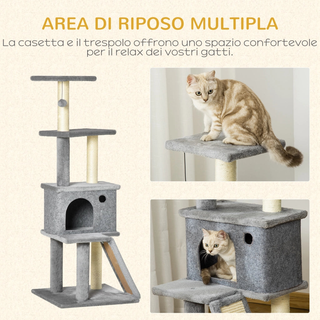 Tiragraffi con Casetta e Scala ¨C Minimal ¨C Grigio 48x48x125 cm