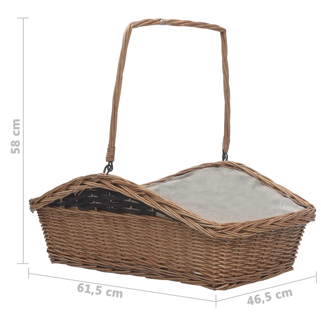 Cesta Legna da Ardere con Manico 61,5x46,5x58cm Marrone Salice CFW3516356