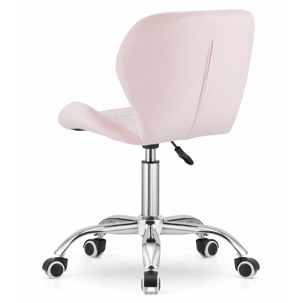 Sedia da ufficio girevole Avola in velluto rosa chiaro