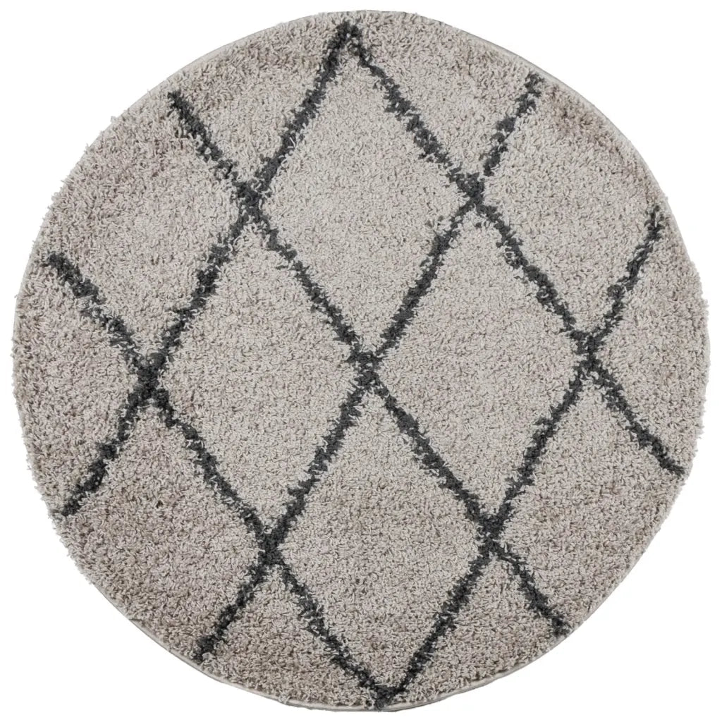 Tappeto del soggiorno | Tappeto Shaggy PAMPLONA a Pelo Lungo Beige e Antracite ? 100 cm