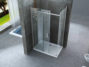 Box doccia scorrevole con anta fissa in cristallo 8mm H.195cm FLUIDA 90x100 cm,Flacone anticalcare escluso