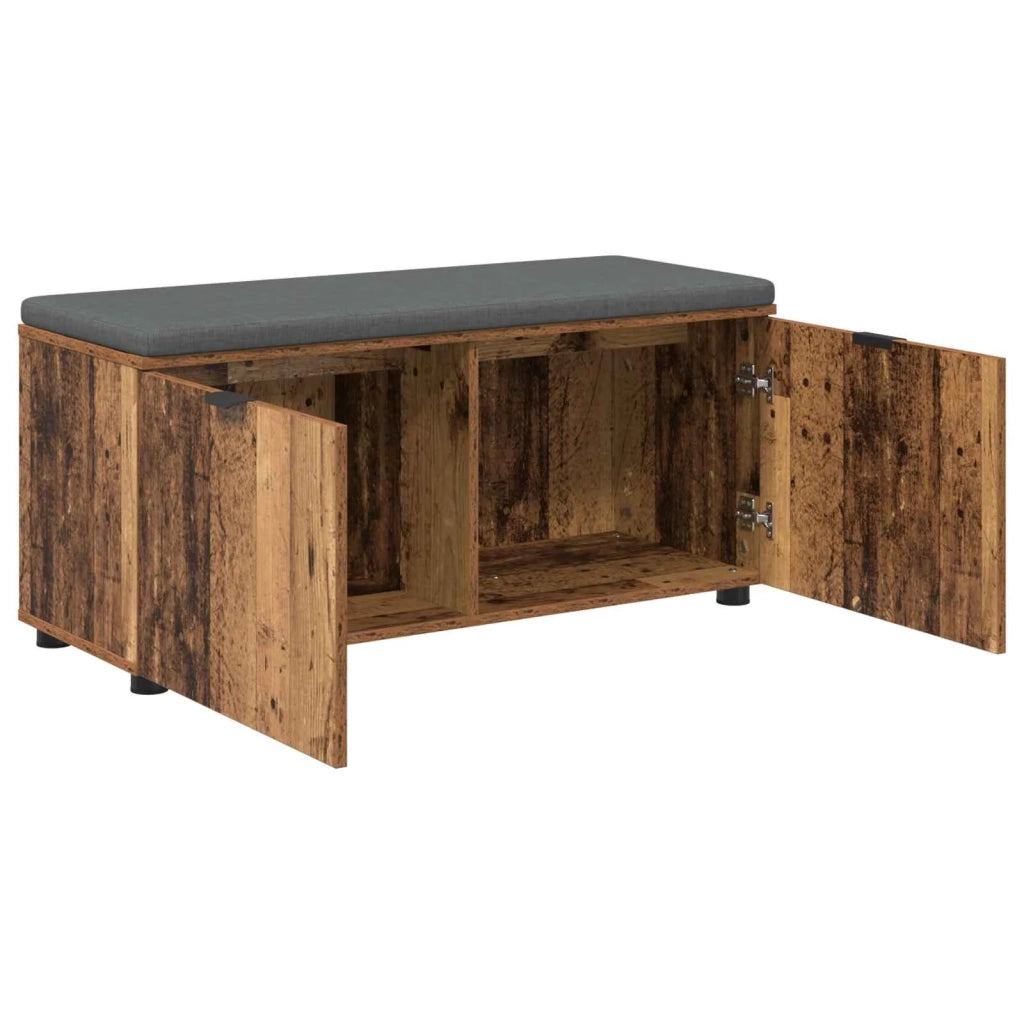 Panca per ingresso con cuscino Legno vecchio 100 x 38 x 46 cm 891494