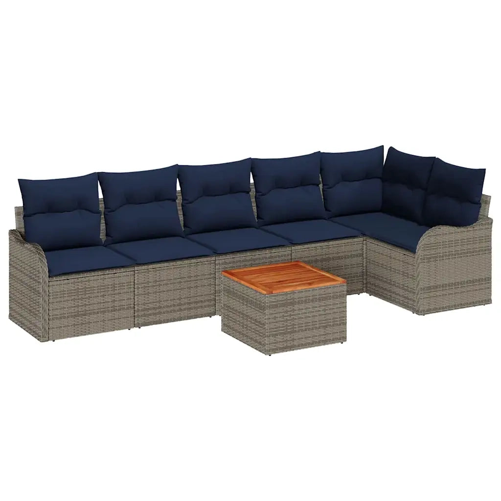 Set Divano da Giardino 7 pz Grigio polyrattan 3347465