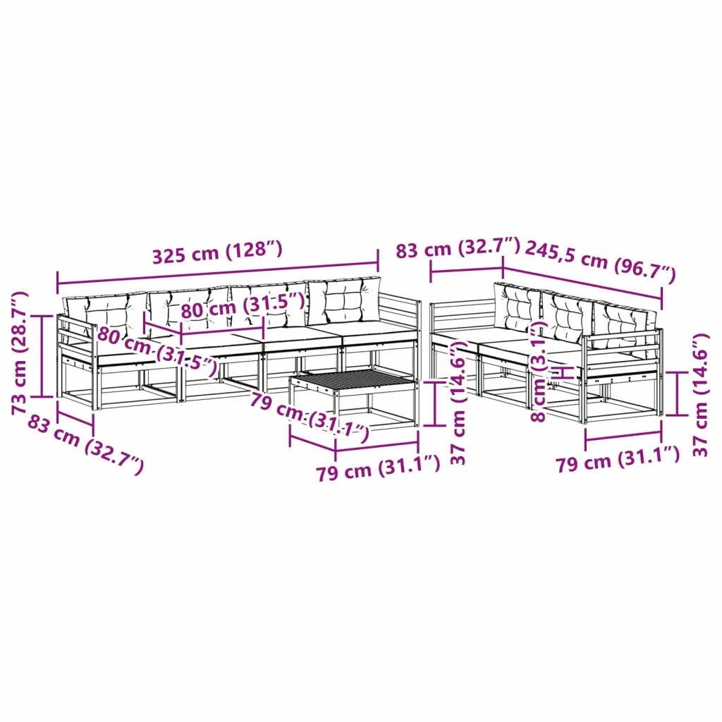 Set di divani da esterno 7 pcs Bianco e Grigio Chiaro 3386150